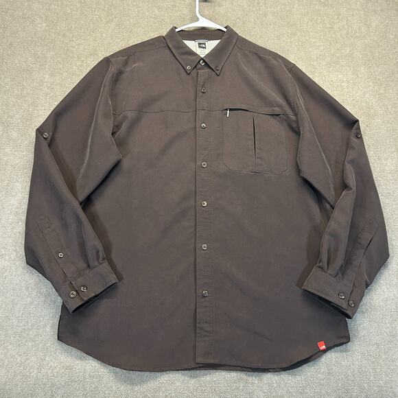 North Face ACCX Shirt Men's XL Brown Roll Tab Sleeve Button Down Heavy Modal - Picture 1 of 11